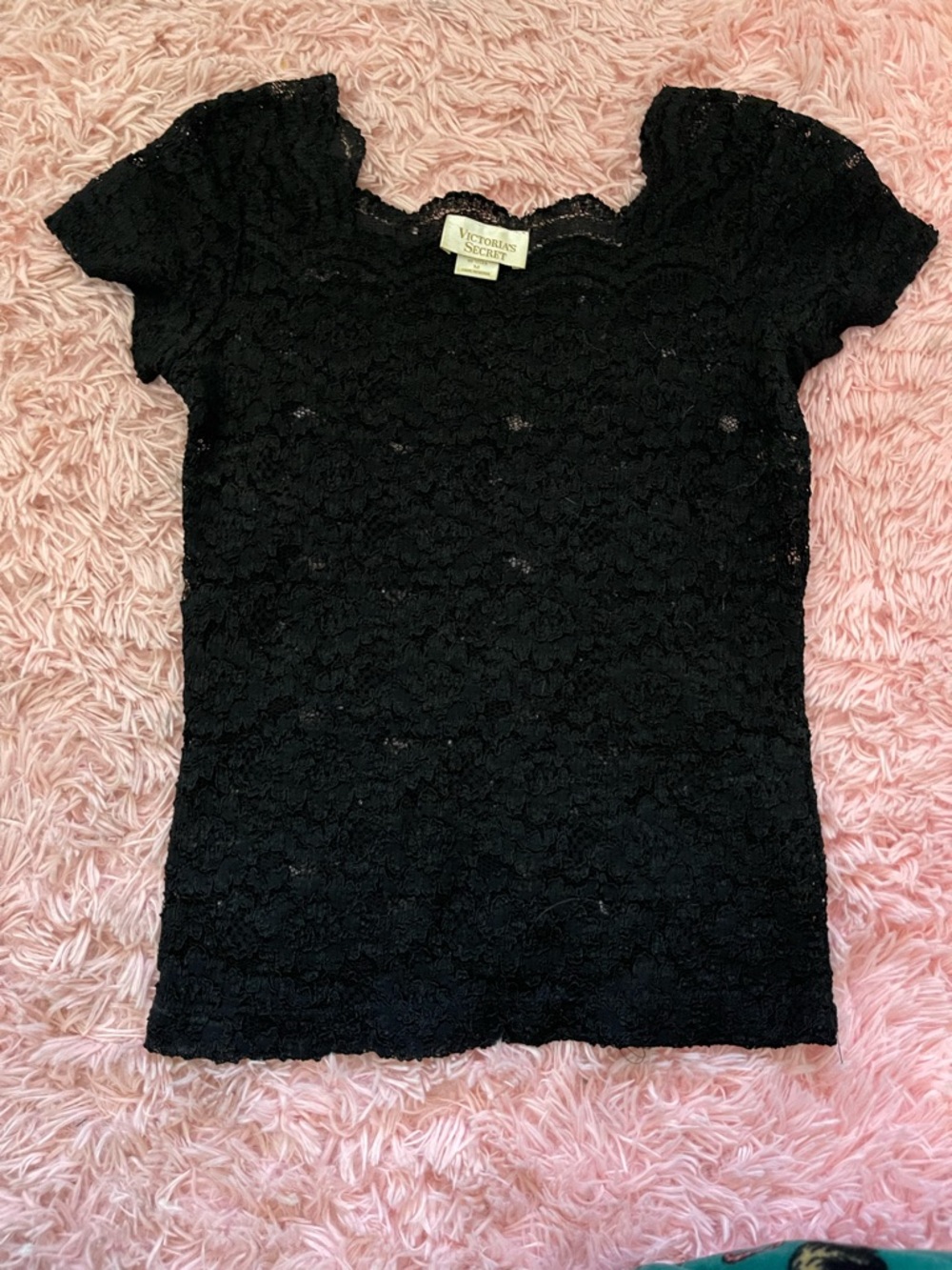 Vintage Victoria’s Secret Gold Label Top Womens Size Medium Black Lace Sheer